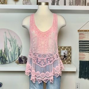Pink Crochet Tank Top